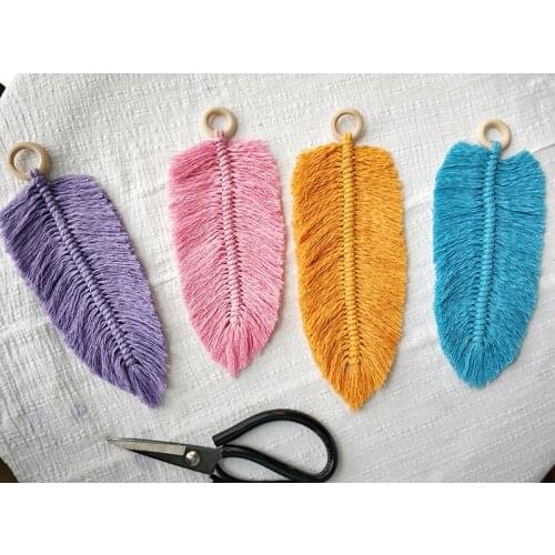 1 pc Ins Cotton Rope Woven Feather Tapestry Hanging Nordic Style Kids Decoration Girls Room Decor Baby Nursery Decor Bag Decor