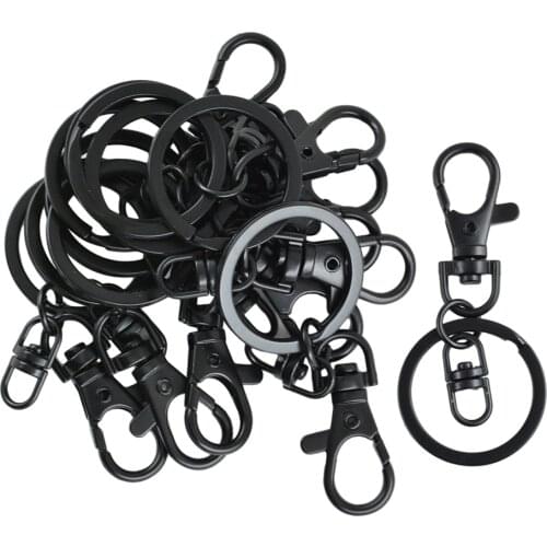 10pcs Black Lobster Clasp Swivel Trigger Clip Hook KeyRing Key Ring Chain Findings