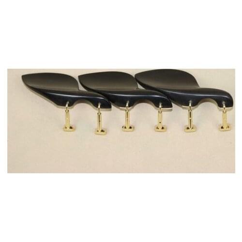 Wholesale 3 Pcs Natural Ebony Wood 4/4 Violin Violino Chin Rest Violin Parts Accessories Golden Hook Clamps Installed