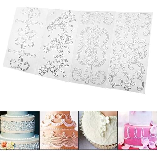 3D Flower Checked Pattern Cake Mold Sugarcraft Fondant Lace Mould Bakeware Baking Tool for Wedding Cake DIY Cake Decorating Tool