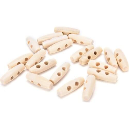 50Pcs/Bag Wood Sewing Horn Toggle Buttons 30*10mm Cloth Accessories 2 Holes For Coats Sweater Sewing Crafts Decor Drop Ship