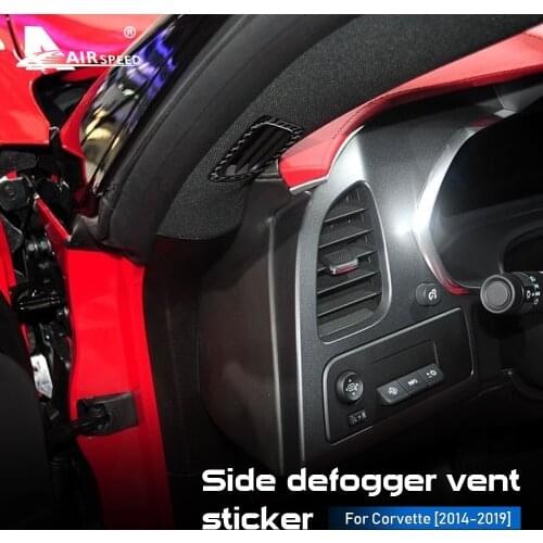 AIRSPEED Carbon Fiber for Chevrolet Corvette 2014 2015 2016 2017 2018 2019 Accessories Interior Car Side Defogger Vent Stickers