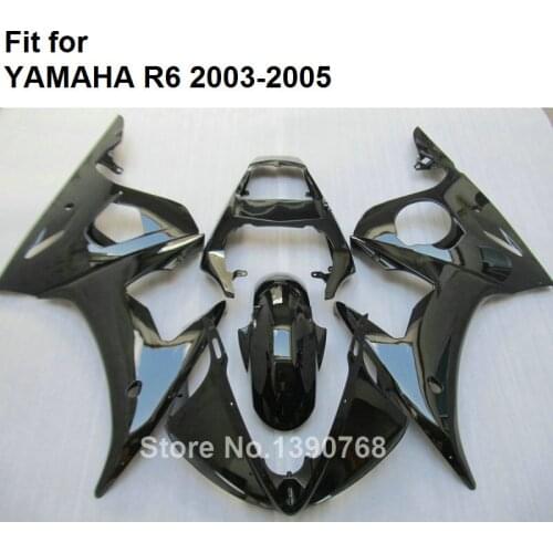 Aftermarket Body Parts Fairings For YAMAHA YZF R6 2003 2004 2005 Glossy Black Motorcycle Fairing Kit R6 03 04 05 HZ21