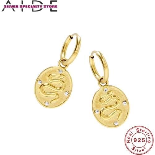 AIDE Snake Zircon Hoop Earring S925 Silver Earrings For Women Earrings 2020 Trend For Girls Fine Jewelry Pendientes Aretes Gifts