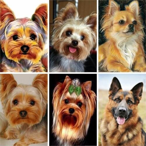 Huacan 5D Diamond Painting Complete Kit Dog DIY Diamond Mosaic Embroidery Animals Picture Of Rhinestones Home Decoration