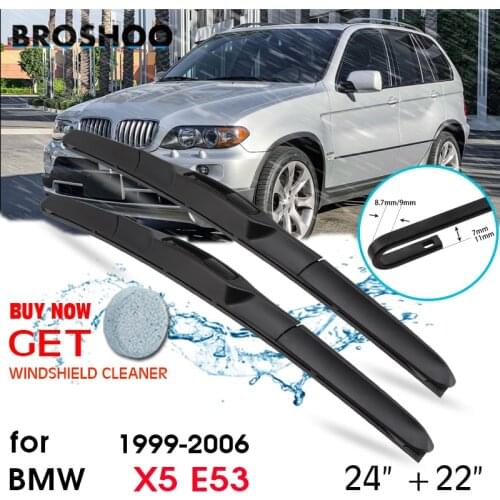 Car Wiper Blade Front Window Windscreen Windshield Wipers Blades J hook Auto Accessories For BMW X5 E53 24"+22" 1999-2006