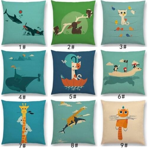 Latest Cartoon Animals Cute Shark Cat Bird Giraffe Penguin Whale Polar Bear Hippo Panda Cushion Cover Car Sofa Throw Pillow Case