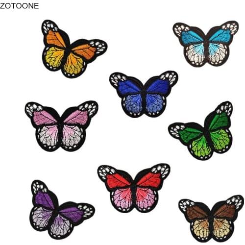ZOTOONE Colorful Butterfly Patch Iron on Patches for Clothing Heat Transfer Embroidery Stripe Sew on Clothes DIY Applique Badge