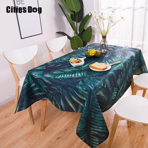 Tropical Plants Decorative Table Cloth Cotton Linen Tablecloth Dining Table Cover For Kitchen Home Decor Cover