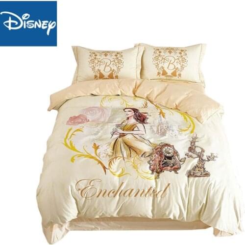Disney bell Beauty and Beast princess king size bedding set for girls queen size comforter set bed sheet pillow twin homd decor