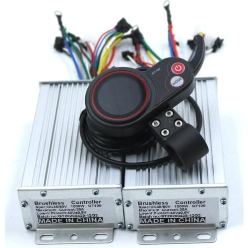 Dual drive 36V/48V/60V 1000W BLDC Electric scooter controller E-bike 2 pcs brushless speed driver and 1Pcs LCD Display one set