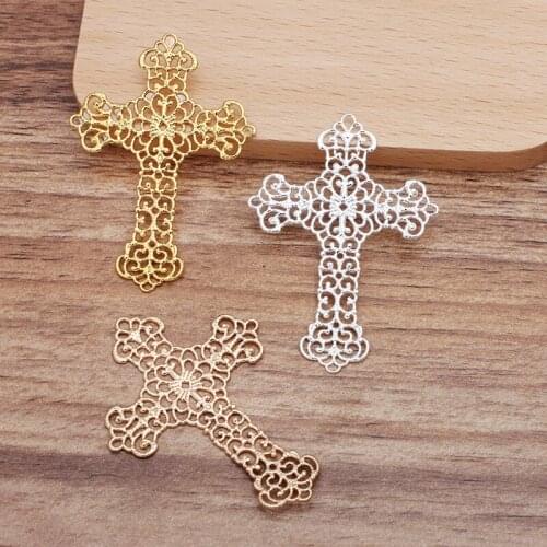 500pcs Brass Metal Filigree Flower Cross Shape European Charms Ornaments DIY Bridal Wedding Hair Jewelry Accessories Wholesale