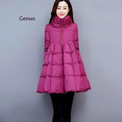 Cotton Elastic Long Thick A-Line Black Padded 2020 New Women High Street Winter Warm Jackets Female Parka Coats