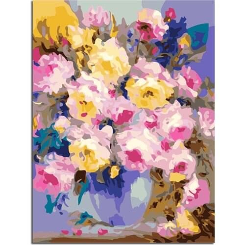 RU Framed DIY Painting By Numbers Flower Acrylic Painting Modern Picture Home Decor For Living Room 40x50cm