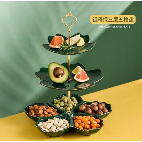 Ceramic Fruit Plate European-style Three-layer Dessert Plate Cake Dessert Table Multi-layer Pastry Living Room Candy Tray Rack
