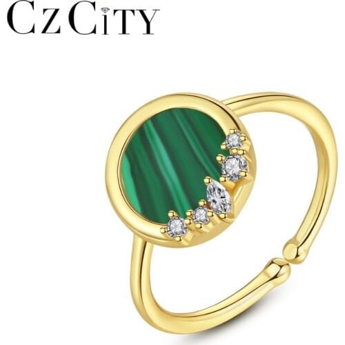 CZCITY 925 Sterling Silver Rings for Women Fine Jewelry Party Resizable Turquoise Anillos Joyeria Fina Para Mujer Gifts SR0347