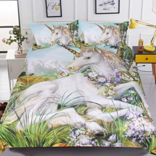 Bedclothes Unicorn Comforter Set Super Soft 3 Piece Duvet Set Bedings 100% Bamboo Fiber Bedding Comforter Set Girl Unicorn Bed