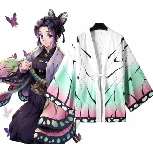 Anime Demon Slayer Kimetsu No Yaiba Kochou Shinobu Cosplay Costume Men Kimono cloak Jacket Coats Halloween Party For Women CS022