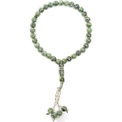 R2LE Muslim 10mm/0.39" Tasbih 33 Rosary Resin Beads with Rhinestone Decor Islam Prayer Zikr Namaz Misbaha Multiple Colors