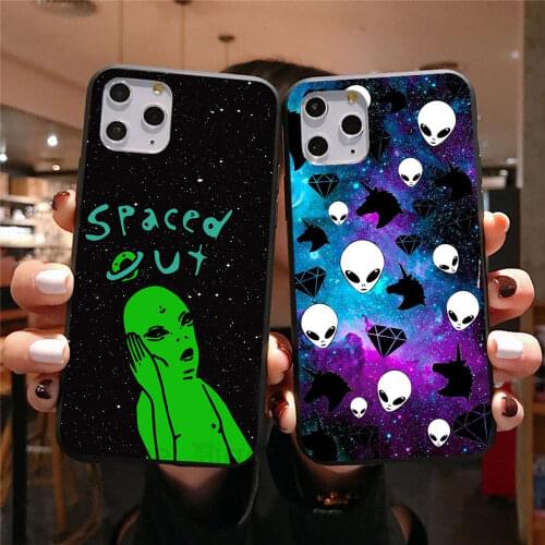 Aesthetics Cute Cartoon alien space Soft Silicone Phone Case Cover Shell For iPhone 6 6s 7 8 Plus X XR XS MAX 11 12 pro max case
