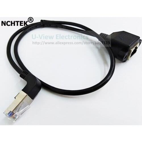 NCHTEK 60CM UP Angled 90 Degree RJ45 Male to Female Screw Panel Mount Ethernet LAN Network Extension Cable/Free Shipping/10PCS