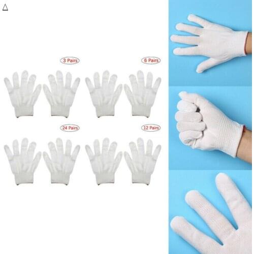 Nylon Household Gloves Lightweight Working Gloves Elastic Wrist Knit Protection Work Gloves for Coin Jewelry Silver Inspection