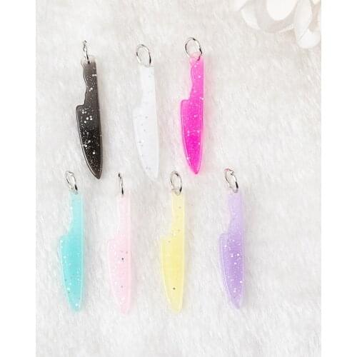 10pcs DIY earring charms Flatback resin Knife For Necklace Keychain punk Pendant DIY Making Accessories