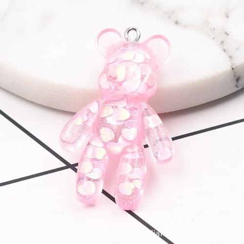 20PCS/lot Resin Bling Bear Charms For Earrings Keychain Necklace Anime Pendant For DIY Jewelry Making Accessories Wholesale