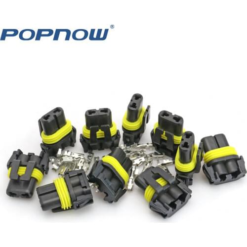 Popnow 10pcs 9005 9006 Plug Female Connector HB4 Headlight Bulb Electrical Wire Connector HB3 Car lamp Socket Waterproof 2 Pin