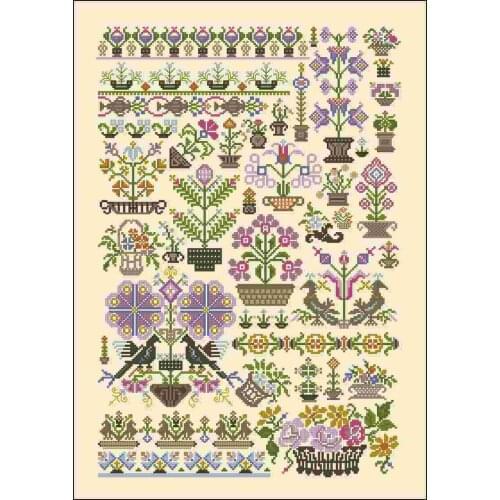 Popular Embroidery Beautiful Flower Basket Counted Cross Stitch Kits Italy with 100% Cotton Floss & Free Shipping for Wall Decor
