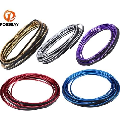 POSSBAY 5M DIY Decorative Flexible Strip Trim Molding Line Gold/Silver/Purple/Blue/Red Car Interior Molding Line Car-Styling