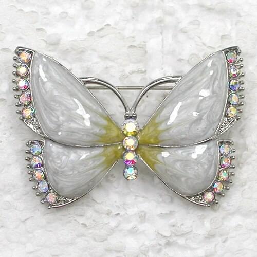 Clear AB Rhinestone Enamel Butterfly brooch Pin C866 F