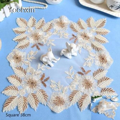 Luxury lace embroidery table place mat cloth pad cup mug coaster placemat tea doily Christmas wedding decor kitchen tableware