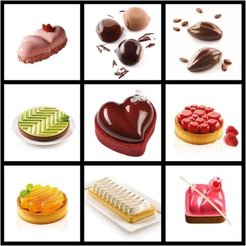 SHENHONG Original Tart Ring French Dessert Cake Mold Silicone Mold For Baking Mousse Mould Chocolate Pastry Tartlet Decoration