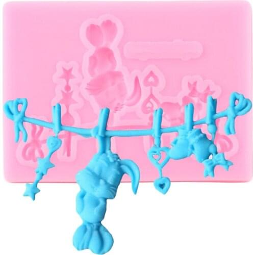 Rabbit Cupcake Topper Silicone Mold Easter DIY Cake Border Fondant Mould Cake Decorating Tools Candy Clay Chocolate Moulds