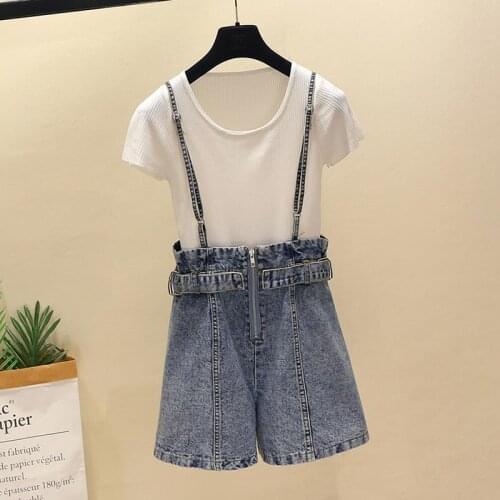 One-piece Bib Summer High-waist Denim Bib Shorts Were Thin Suspenders Jumpsuit Womens New Style Jean Shorts Women Summer