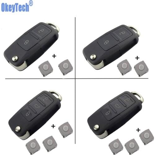 OkeyTech Replacement Folding Flip Key Shell Car Key With Switch For V W Golf 4 5 Passat B5 B6 Polo Touran For Seat for Skoda Key