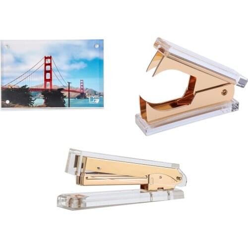 Acrylic Gold Stapler 1) Staple Remover 1Photo Frame 4"x6" desktop stationery series