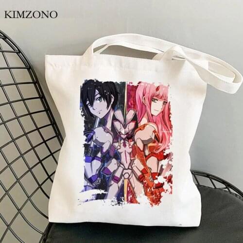 Darling in the Franxx shopping bag grocery shopper recycle bag canvas bolsa handbag bag net cloth sac toile