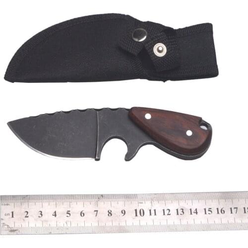 Tactical Hunting Knife Outdoor Camping Survive Knives Multi Diving Tool and Stone Wash Blade With Wood Handle