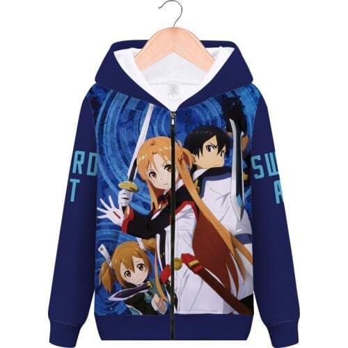 Sword Art Online SAO 3D Print Anime Hoodies Men Women Harajuku Hip Hop Sweatshirt Pullovers Cartoon Coats Jackets