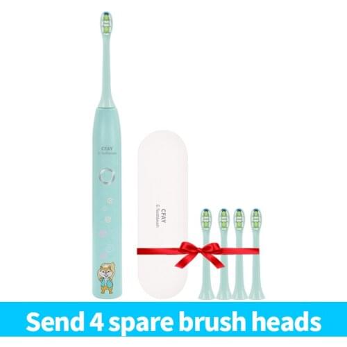 CFAY Kids Electric Toothbrush for Children Rechargeable USB IPX7 Waterproof Sonic Tooth Brush Cartoon Pattern Teeth Brush