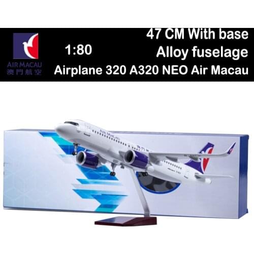 1/80 Scale 47CM Airplane 320 A320 NEO Air Macau Airline Model LED Light Undercarriage Diecast Aviation Plane Model Airliner Toys