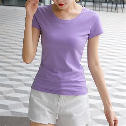 1@# Comfortable Fabric Mountaineering T-Shirt 14Solid Color Basic T-Shirt Women Casual Summer Top Korean Hipster T-Shirt S-XL