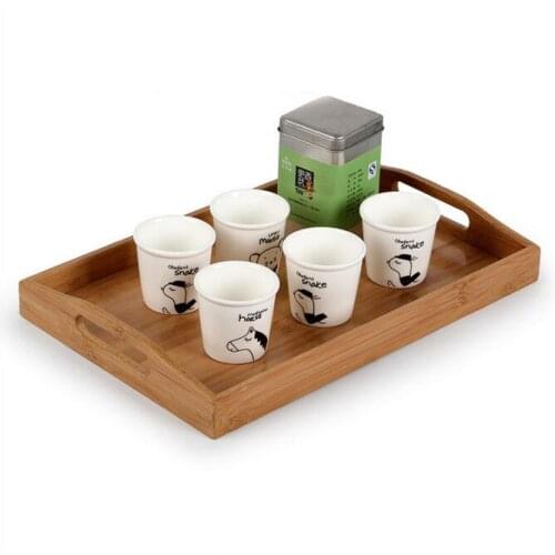 1PC bamboo tea tray Garden rectangular glass tray tray wood plate fruit plate food dinner storage tray JL 0913