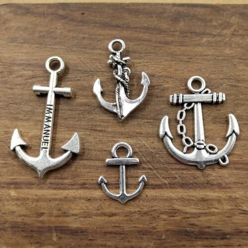 10 pcs Anchor Nautical Charms Tibetan Silver Plated Pendants Antique Jewelry Making DIY Handmade Craft