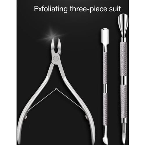 3pcs Stainless Steel Nail Cuticle Spoon Pusher Remover Cutter Nipper Clipper Cut Remover Cutter Trimmer Art Manicure Tool