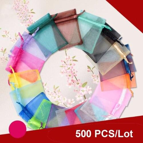 500pcs jewelry gift bag Wedding organza bags packaging transparent party Drawable Pouches present candy 7x9 9x12 10x15 13x18cm