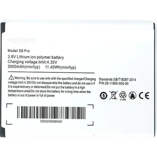 ISUNOO 3000mAh Ulefone S8 Battery S8pro Cell Phone Batteries for Ulefone S8/S8 pro MTK6737 MTK6580