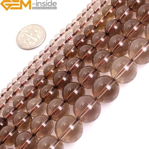 AAA Grade Natural Round Grey Smoky Quartz Beads Semi-Precious Stone DIY For Jewlery Making 4mm-14mm Strand 15" Wholesale